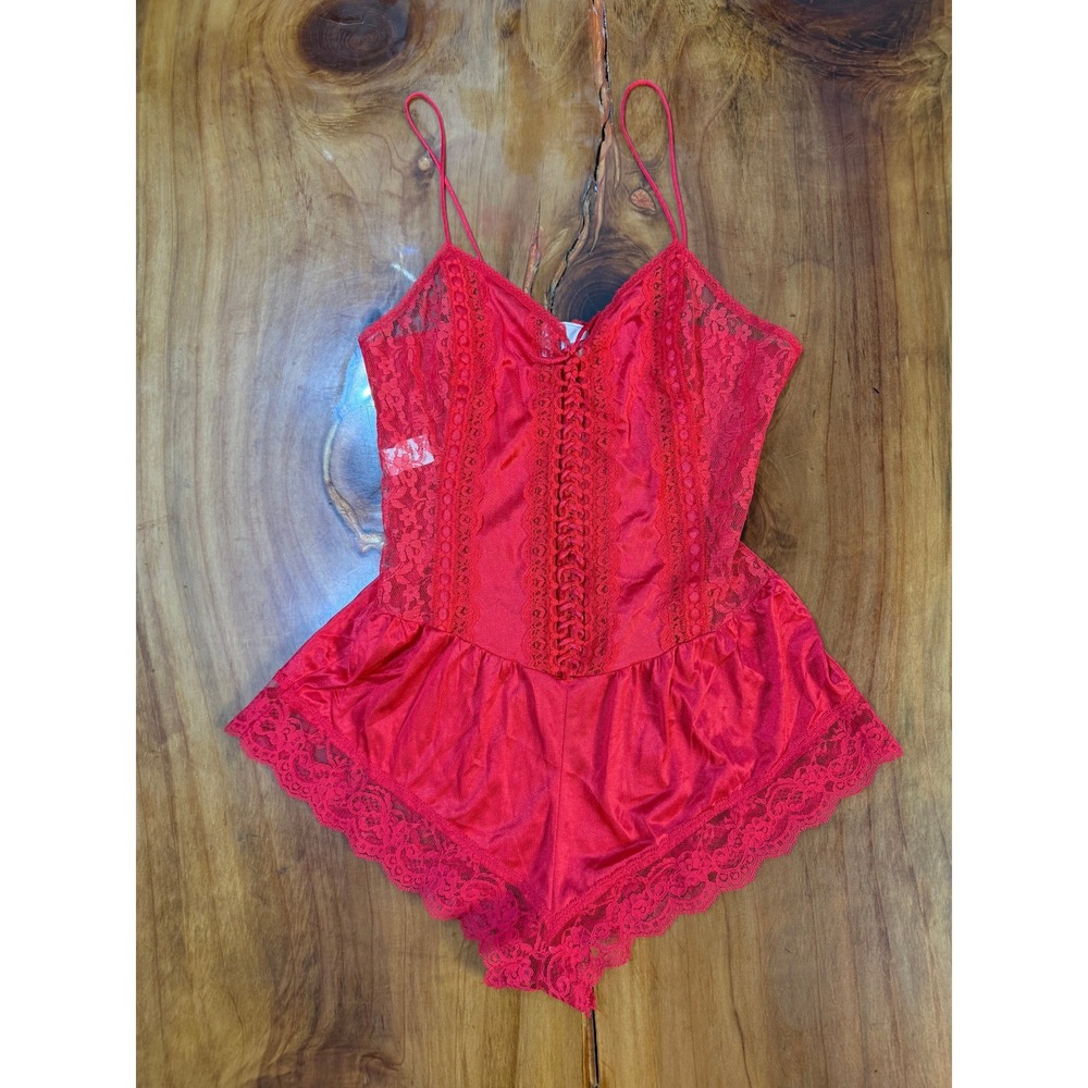 Vintage 90s 80s Tessie Lace Lingerie Teddy Small Sheer Sexy Nylon U3-9